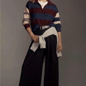 525 Anthropologie Rugby Polo V Neck Collar Sweater